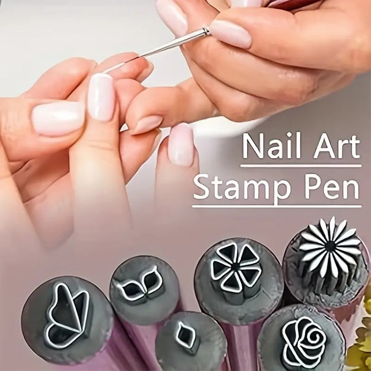 Nail Art Stamp Pen Set - 10 Piece Floral