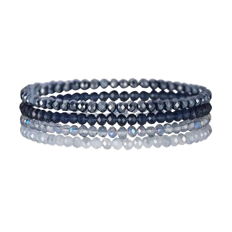 Beaded Stretch Bracelet Molan Crystal Beaded  4 piece Set