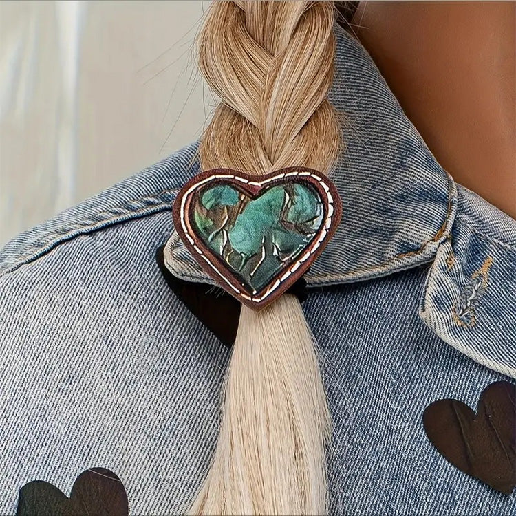Western Leather Heart Hair Scrunchie - 1 Pack