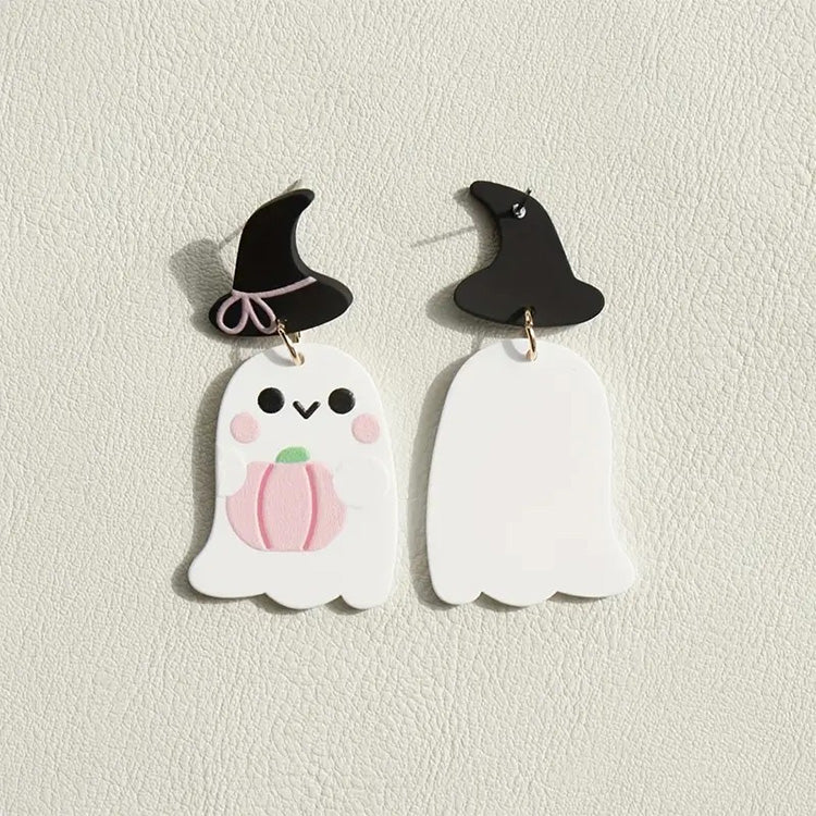 Ghost & Pumpkin Halloween Dangle Earrings
