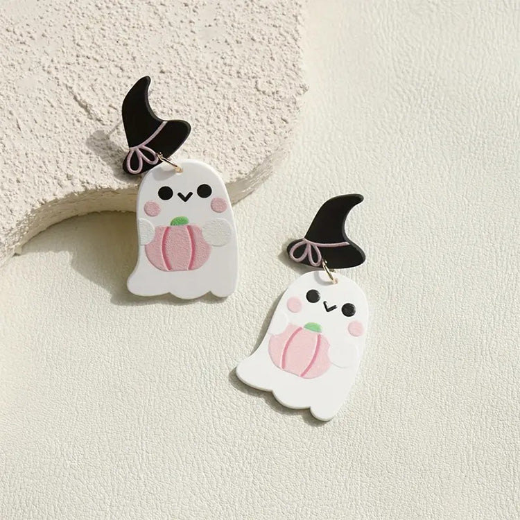 Ghost & Pumpkin Halloween Dangle Earrings