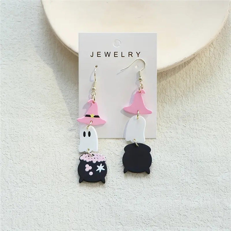 Halloween Earrings Cute Ghost Cauldron