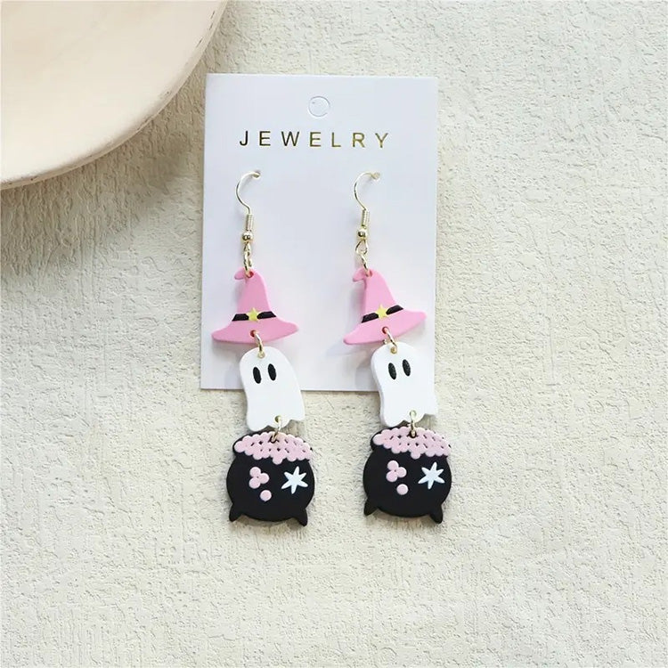 Halloween Earrings Cute Ghost Cauldron