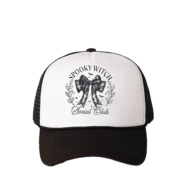Spooky Witch Social Club Trucker Hat - Black