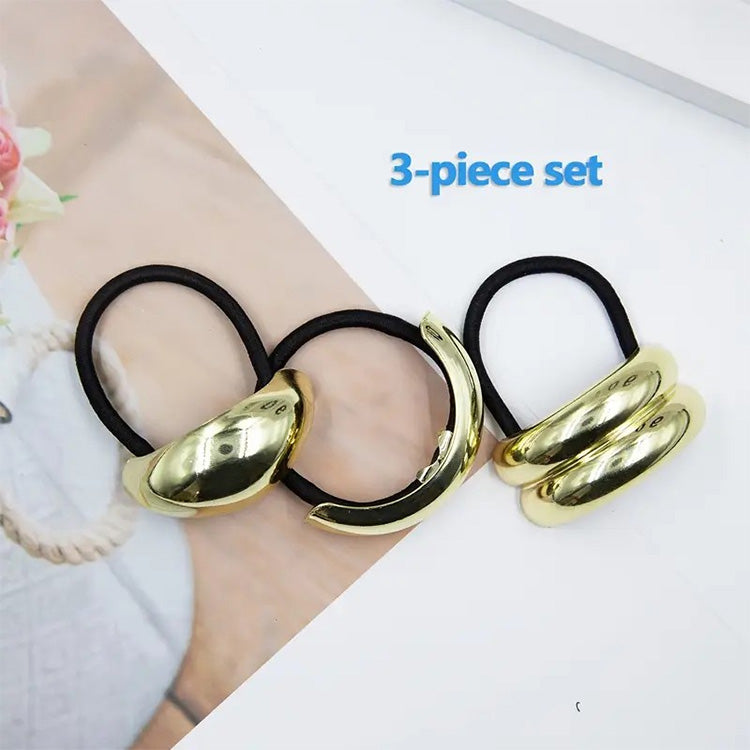 Gold Metal Hair Cuff Tie Set - 3 Piece