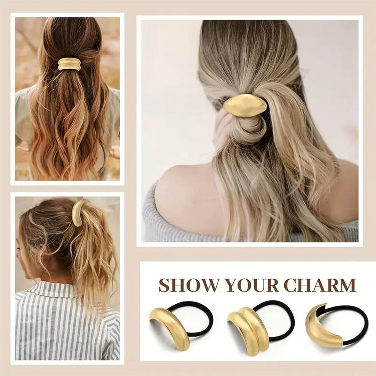 Gold Metal Hair Cuff Tie Set - 3 Piece