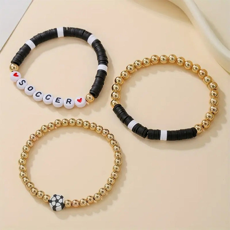 Soccer Beaded Bracelet Set - 3 Pieces