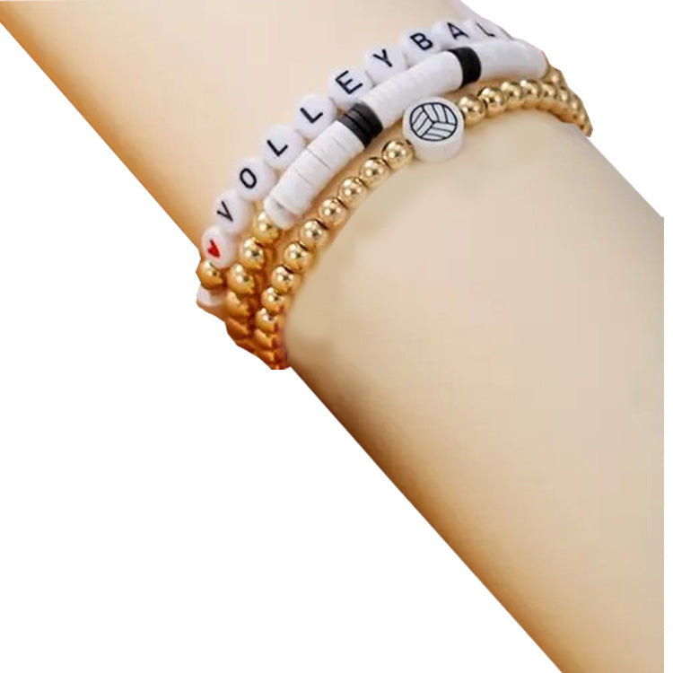 Volleyball  Beaded Bracelet Set - 3 Pieces