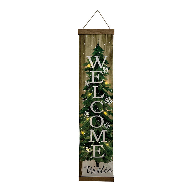 Evergreen Welcome Winter Vertical Banner - 47 inch
