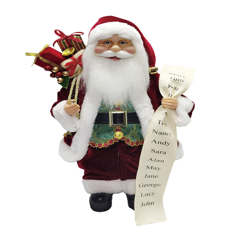Santa Figurine with Name List & Gift Bag 16