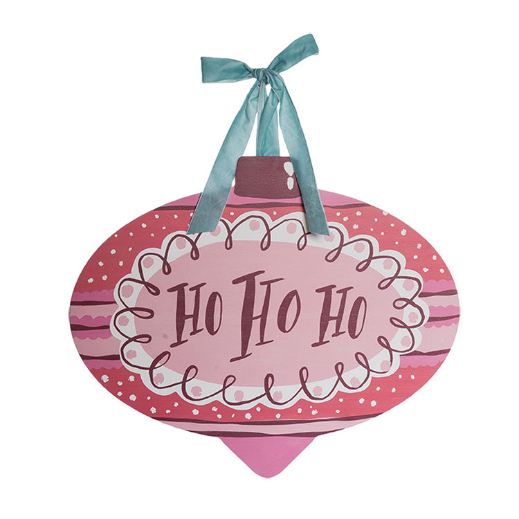 HO HO HO Ornament Door Hanger- Festive Holiday Entryway Deco