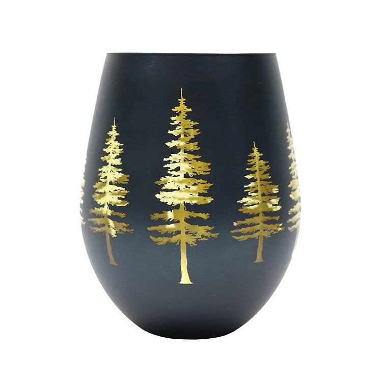 Etched Black & Gold Wine Glass Set - 2 Pieces