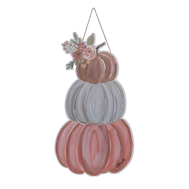 Stacked Pumpkin Floral Door Hanger- Autumn Front Door Decor