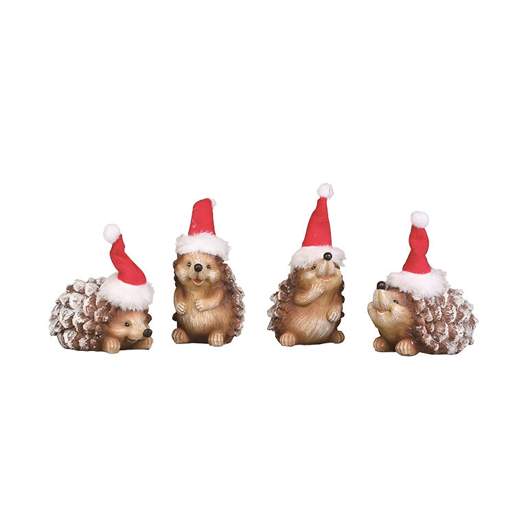 Woodland Christmas Hedgehogs Set 4 Piece