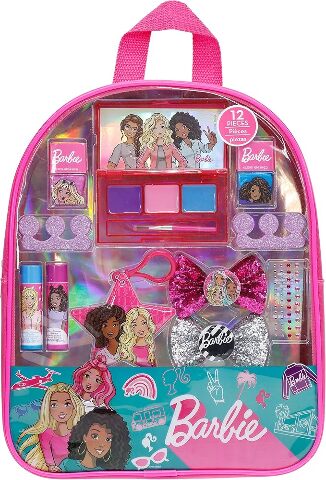 Barbie - Townley Girl Backpack Cosmetic Makeup Gift Bag Set 12 Pcs