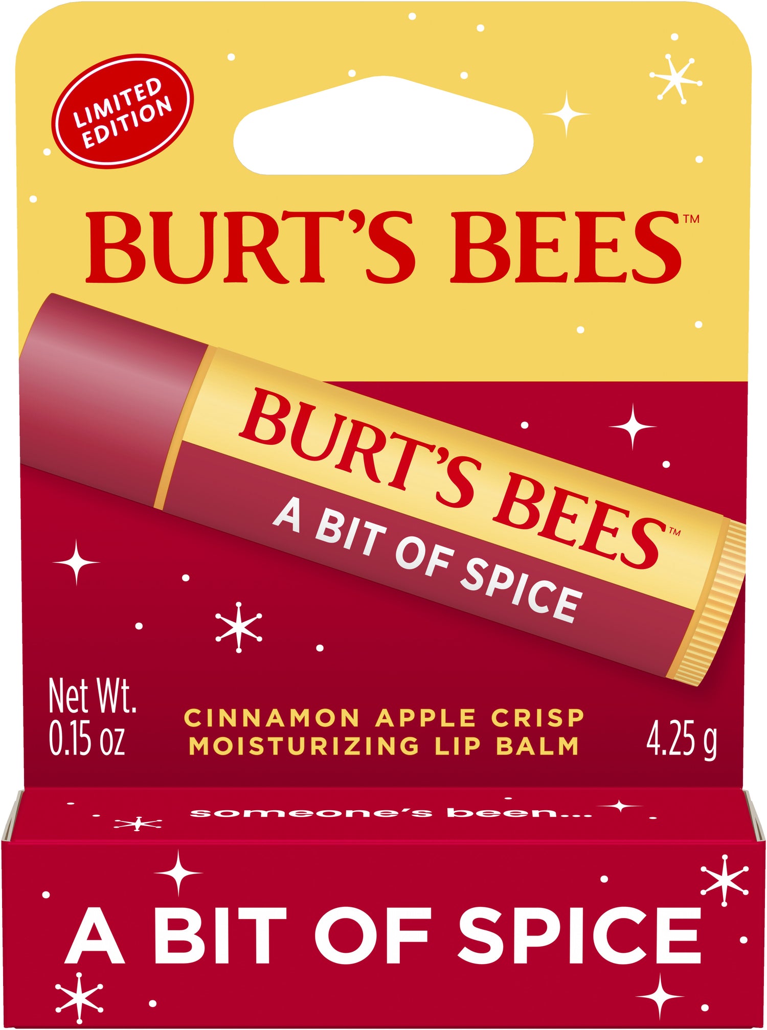 Burt's Bees A Bit of Spice Cinnamon Apple Crisp Lip Balm .15 oz
