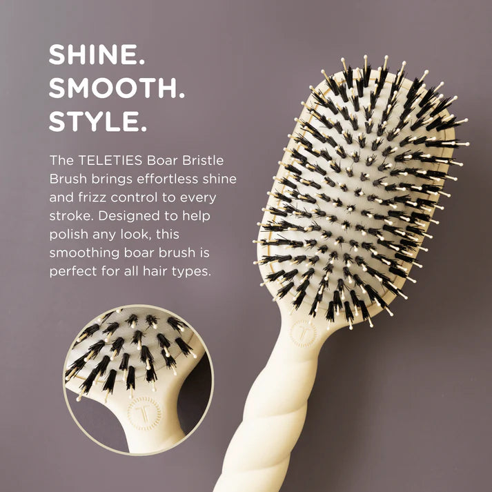 Teleties Boar Bristle Hair Brush - Tan