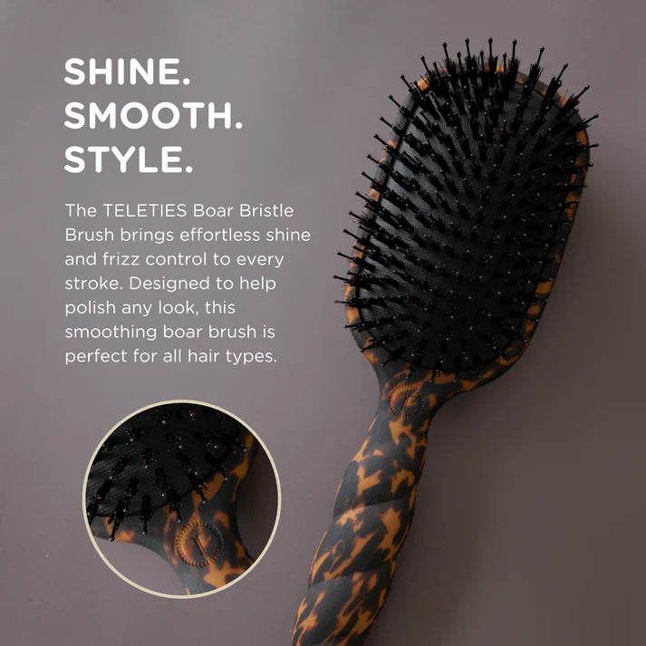 Teleties Boar Bristle Hair Brush - Tortoise