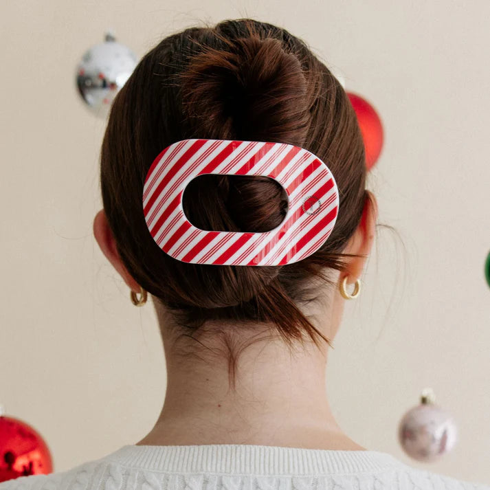 Teleties Flat Clip Round Large - Candy Cane