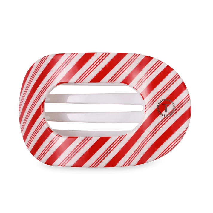 Teleties Flat Clip Round Large - Candy Cane