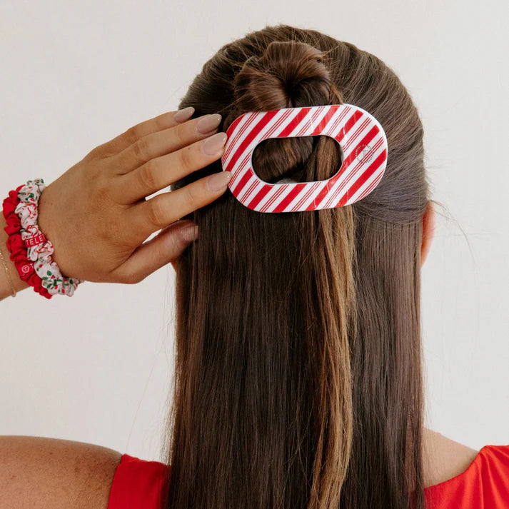 Teleties Flat Clip Round Medium - Candy Cane