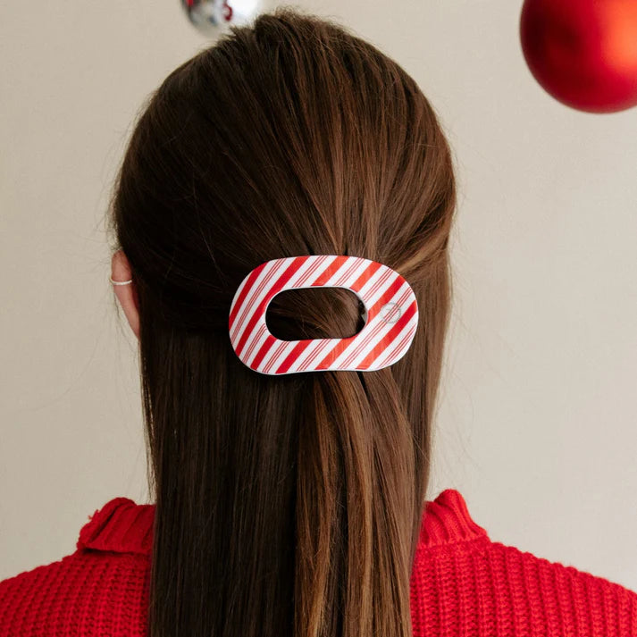 Teleties Flat Clip Round Small - Candy Cane