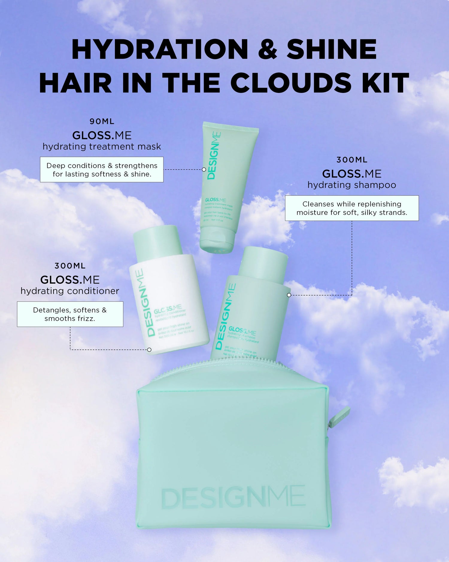 DESIGNME Gloss.Me Hair in the Clouds Hydration Kit