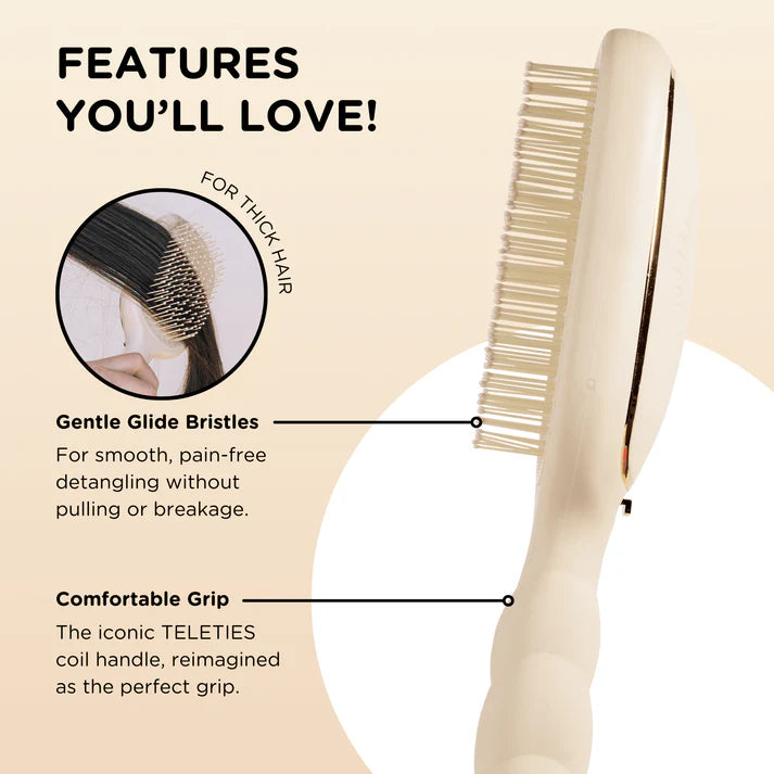 Teleties Detangler Hair Brush for Thick Hair – Tan