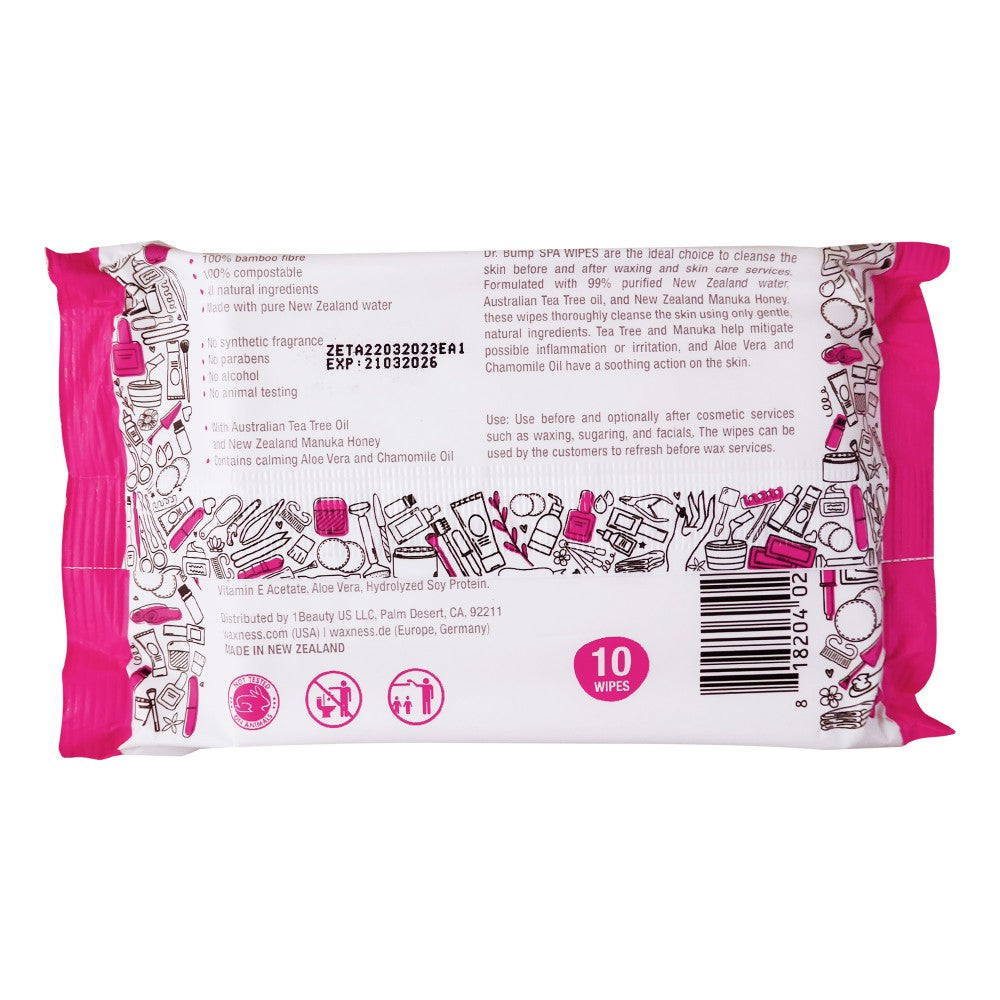 Waxness Dr. Bump Intimate Care Natural Spa Wipes with Tea Tree and Manuka Honey - 10 Pack of 6