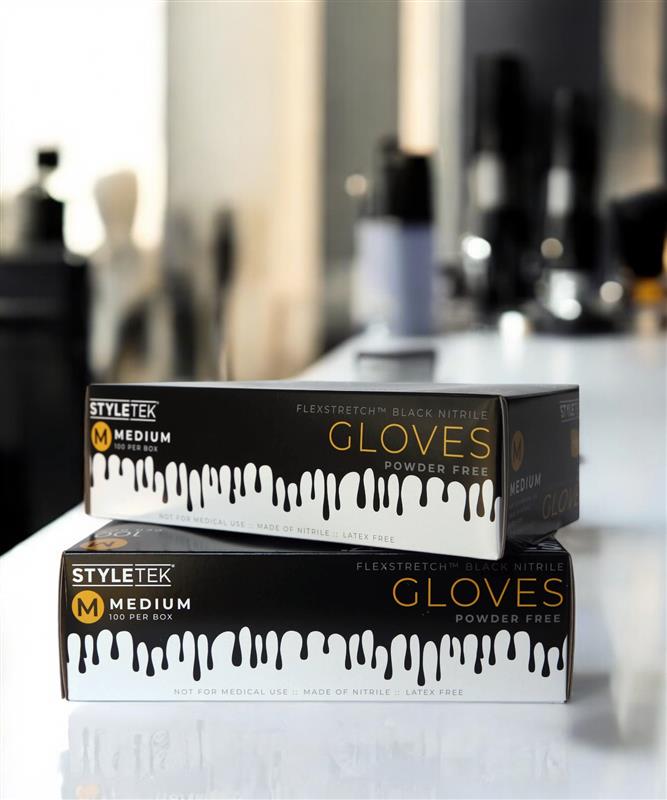 Styletek Black Nitrile Deluxe Touch Gloves - Medium