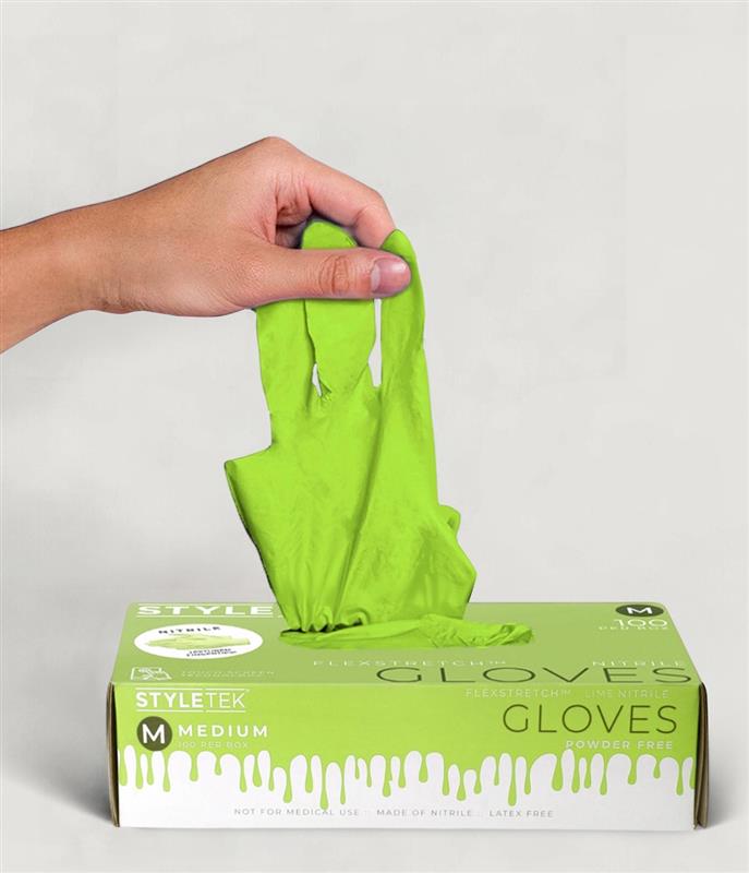 Styletek Lime Green Deluxe Grip Nitrile Gloves - Medium