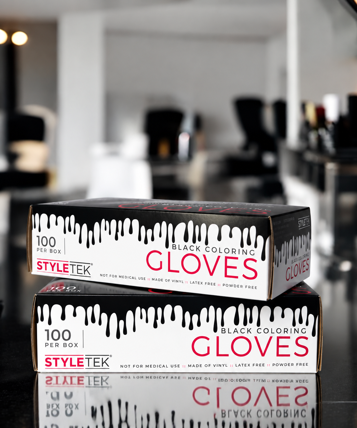 Styletek Black Coloring Gloves – Large – 100 Count