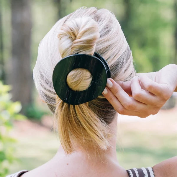 Teleties Flat Circle Clip Large - Jet Black