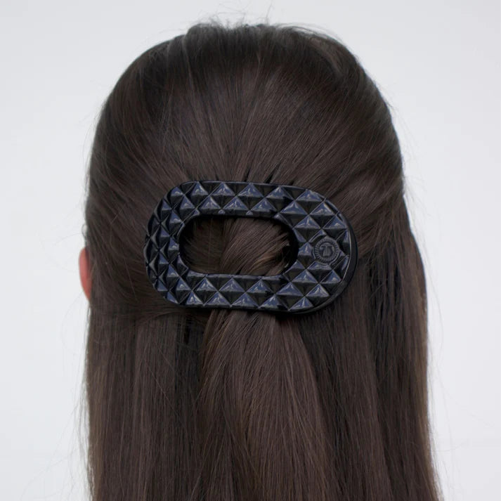 Teleties Flat Clip Round Quilt Medium - Jet Black