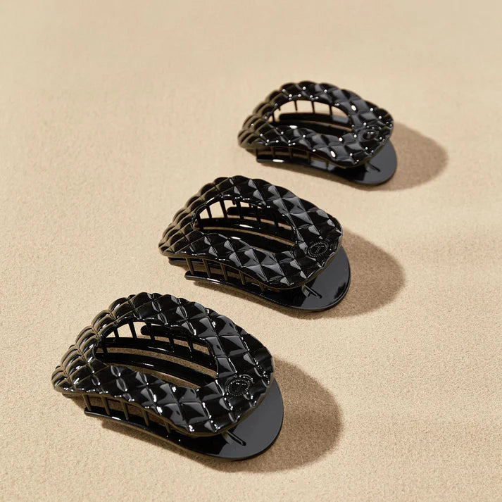 Teleties Flat Clip Round Quilt Medium - Jet Black
