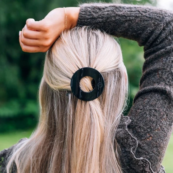 Teleties Flat Circle Clip Small - Jet Black