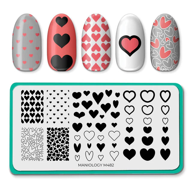 Maniology Shape Nouveau: Happy Hearts - Nail Stamping Plate