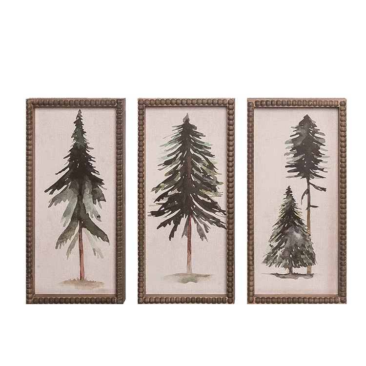 Beaded Edge Winter Tree Wooden Wall Decor-Set of 3