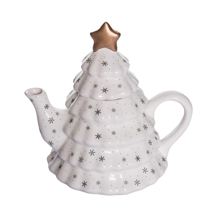 Black & Gold Christmas Tree Teapot with Lid - Dolomite