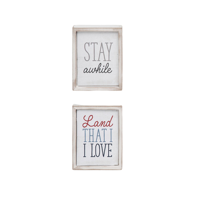 Gift Wood Block Land Love/Stay Awhile