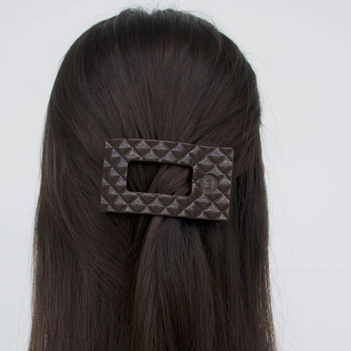 Teleties Flat Rectangle Clip Quilted Small - Truly Taupe